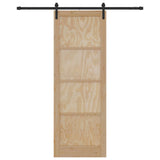 Sliding Door Natural and Black 83 x 232 cm Solid Pine Wood 3445409