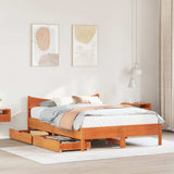 Bed Frame with Drawers Wax Brown 120x190 cm Small Double Solid Wood Pine 3301925