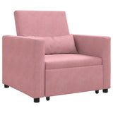 Pull out Sofa Bed Single Light pink 90 x 165 x 87 cm Velvet 42002701