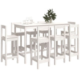 9 Piece Bar Set White Solid Wood Pine 3124723
