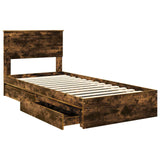 Storage Bed with Drawer Smoked Oak 90 x 200 cm Engineered Wood 3410837