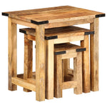 ZNTS Nesting Side Tables 3 pcs Solid Rough Wood Mango 358502