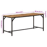 Dining Table 160x80x75 cm Solid Wood Rough Mango 373605