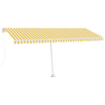 ZNTS Manual Retractable Awning with LED 500x300 cm Yellow and White 3069583