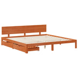Bed Frame with Headboard Wax Brown 180 x 200 cm Solid Pine Wood 3422781