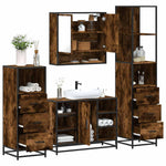 ZNTS 4 Piece Bathroom Furniture Set Smoked Oak Engineered Wood 3301302