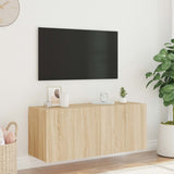 TV Wall Cabinet with LED Lights Sonoma Oak 100x35x41 cm 837325