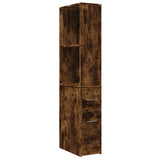 Narrow Bathroom Cupboard with Wheels Smoked Oak Engineered Wood 855299