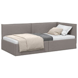 Corner Bed Frame with Headboard Taupe 90 x 200 cm Velvet 42016468