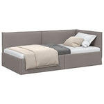 Corner Bed Frame with Headboard Taupe 100 x 200 cm Fabric 42016476