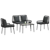 Garden Furniture Set 4 pcs Black and Cream Poly Rattan 3379042