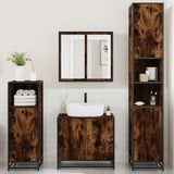 4 Piece Bathroom Furniture Set Smoked Oak Engineered Wood 3301187