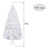 ZNTS 7FT Iron Leg White Christmas Tree with 950 Branches 75878109