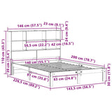 Bookcase Bed without Mattress Wax Brown 140x200cm Solid Wood Pine 3322580