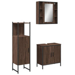 ZNTS 3 Piece Bathroom Cabinet Set Brown Oak Engineered Wood 3214764