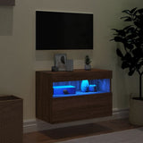 TV Wall Cabinet with LED Lights Brown Oak 60x30x40 cm 837195