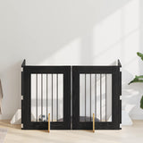 Foldable Dog Gate with Stands 4 pcs Black Oak 241 cm 892097