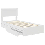 Storage Bed with Headboard White 90 x 200 cm Engineered Wood 3410833