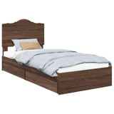 Storage Bed with Drawer Brown Oak 90 x 190 cm Engineered Wood 3413554
