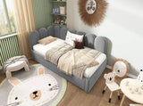 Upholstered Bed Daybed with Pull-Out Bed, 3FT Single Sofa Bed 90 x 190 cm, Guest Beds for Adults and N601P272133G