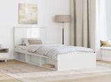 Bed Frame with Headboard White 75 x 190 cm Solid Pine Wood 3411073
