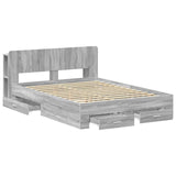 Bed Frame with Storage Grey Sonoma 160 x 200 cm Engineered Wood 3433782