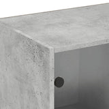 Bookcase with Doors Concrete Grey 204x37x75 cm Engineered Wood 3206534