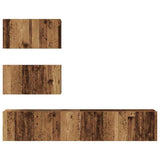 TV Cabinet Set Wall-mounted 4 pcs Old Wood Engineered Wood 3393393
