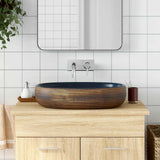 Countertop Basin Brown and Blue Oval 59x40x14 cm Ceramic 155100