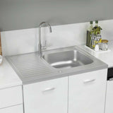 Kitchen Sink with Drainer Set Silver 800x600x155 mm Stainless Steel 147233