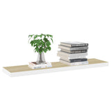 Floating Wall Shelves 2 pcs Oak and White 120x23.5x3.8 cm MDF 326586