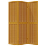 ZNTS Room Divider 3 Panels Brown Solid Wood Paulownia 358813