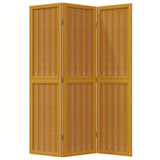 ZNTS Room Divider 3 Panels Brown Solid Wood Paulownia 358813