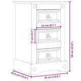 Bedside Cabinet "Corona" 35x32,5x58 cm Solid Wood Pine 4005653