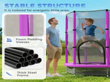 AIYAPLAY 4.6ft Toddler Trampoline w/ Safety Enclosure Net, for Indoor Outdoor Use, Ages 3-6 Years, T3398P555014