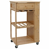 Kitchen Trolley with Wheels Natural 47.5 x 36 x 83 cm Bamboo 42028292