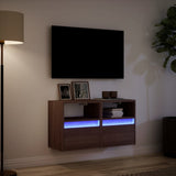 TV Wall Cabinets with LED Lights 2 pcs Brown Oak 41x31x45 cm 852326