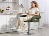 PU Leather Upholstered Swivel Bar Stool, Height Adjustable with Back, Armrest, Footrest, Green T3398P423519