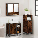 3 Piece Bathroom Furniture Set Smoked Oak Engineered Wood 3300997
