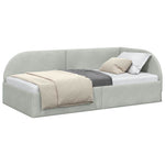 Corner Bed Frame with Headboard Light grey 90 x 200 cm Velvet 42016646
