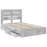 Storage Bed Concrete Grey 135 x 190 cm Engineered Wood 3411905