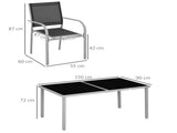 7 Piece Outdoor Garden Dining Set with Table and 6 Stackable Chairs, Steel Frame, Tempered Glass T3398P320087