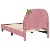 Children's Bed Frame with Headboard Pink 80 x 160 cm Velvet 42011065