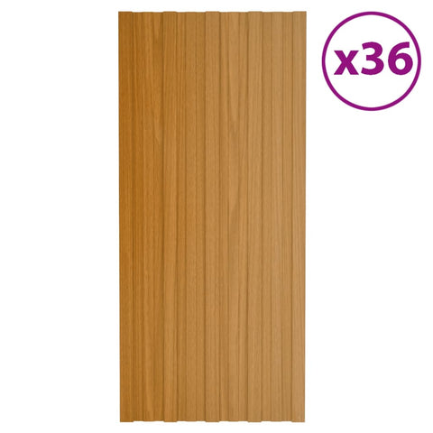 Roof Panels 36 pcs Galvanised Steel Light Wood 100x45 cm 317220