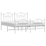Metal Bed Frame without Mattress with Footboard White 180x200cm 353510