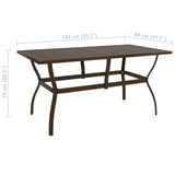 Garden Table Brown 140x80x72 cm Steel 312280