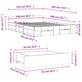 Bed Frame with Drawers without Mattress Grey Sonoma 140x200 cm 3280753