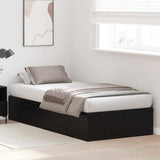 Storage Bed Frame Black Oak 90 x 190 cm Engineered Wood 3335406