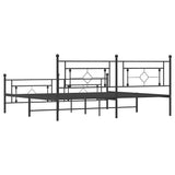 Metal Bed Frame without Mattress with Footboard Black 193x203cm 374363