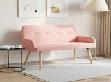 2 Seater Sofa with Solid Wood Legs Pink Boucl 42051066